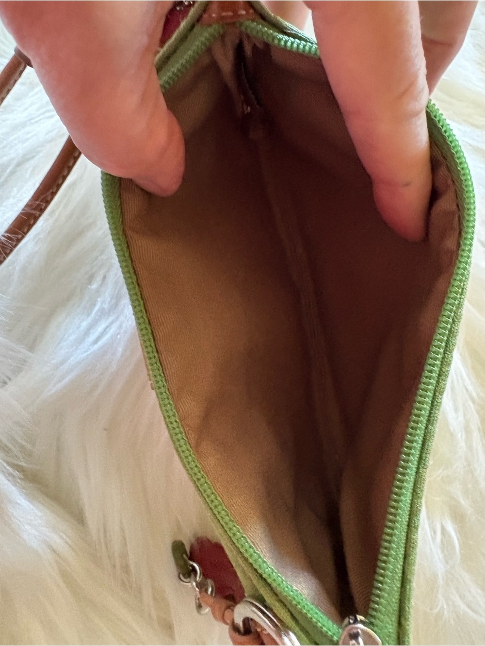VINTAGE COACH Y2K GREEN SIGNATURE C SOHO JACQUARD AND LEATHER WRISTLET & KEYFOB - Picture 6 of 14